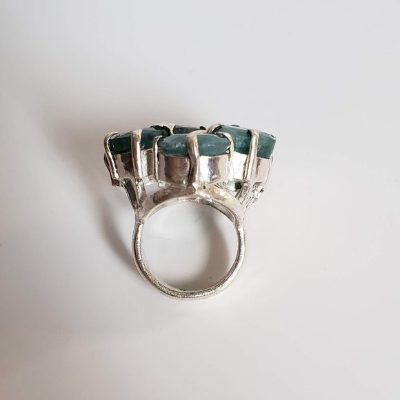 HUGE 925 Natural EMERALD Ring Corundum Native Artist 12mm stones Sterling Silver - Picture 10 of 14